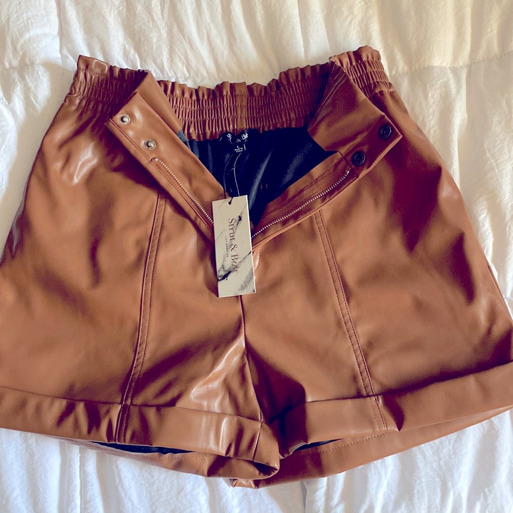 Carmel leather like shorts